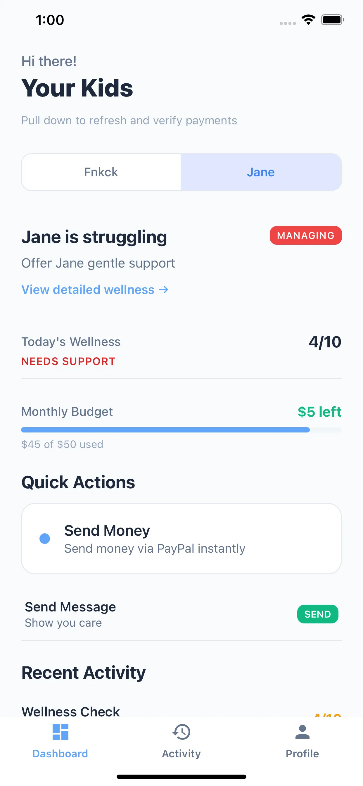 CampusLife family wellness app interface