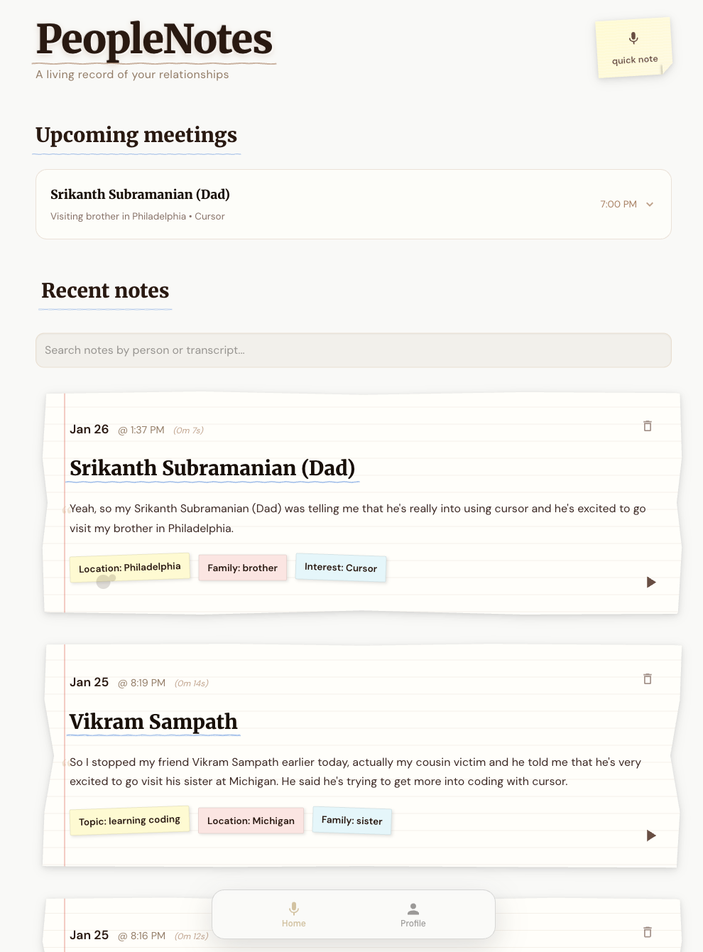 PeopleNotes voice-first personal CRM