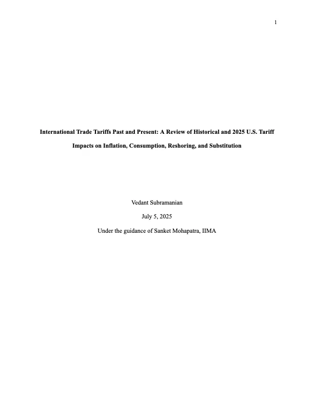 US Tariffs Research Paper